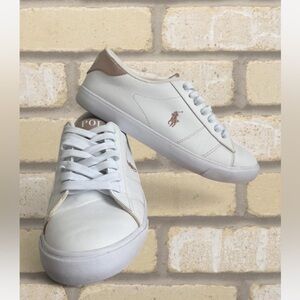 Polo by Ralph Lauren Girl’s White and Rose Gold Sneakers Size 7